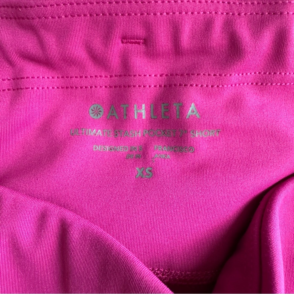 Athleta Women's Magenta Pink Ulitimate Stash Pocket 7" Biker Spandex Shorts XS - Picture 7 of 8
